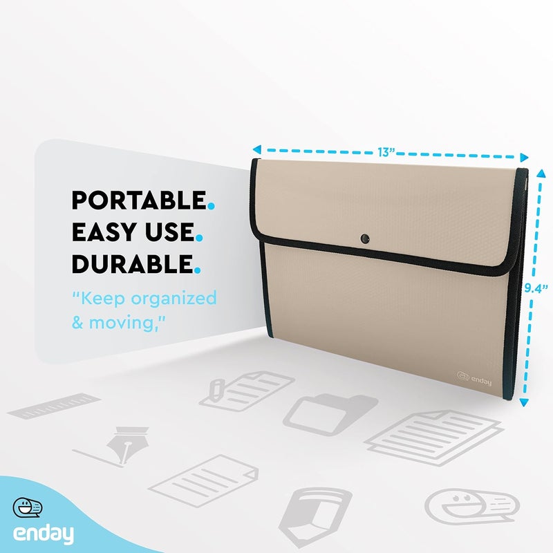 Enday Square Flap Document Holder Grey, Expanding File Folder, A4 Letter Size Reusable Filling Envelopes, Snap Closure Wallet File Pouch Also Available in Pink, Purple, Green, Red, Blue, 1 Pc– by - Image 5